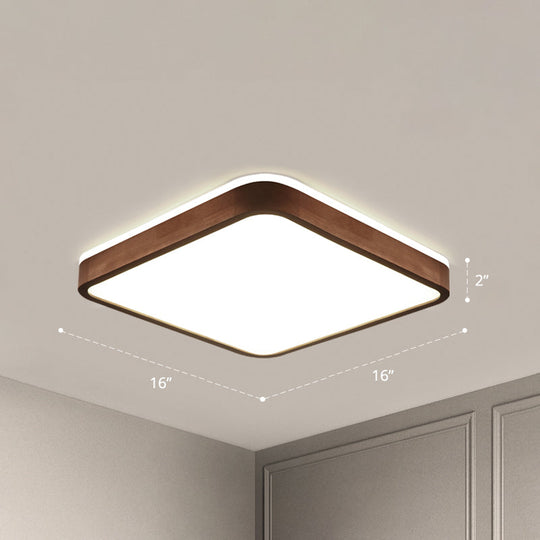 Minimalist Brown Geometric Led Flush Ceiling Light For Bedroom