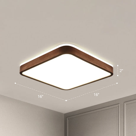 Minimalist Brown Geometric Led Flush Ceiling Light For Bedroom