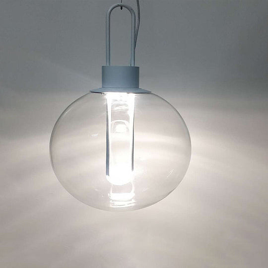 Contemporary Clear Glass Sphere Pendant Light - Elegant 1-Light White/Black Hanging Lamp For