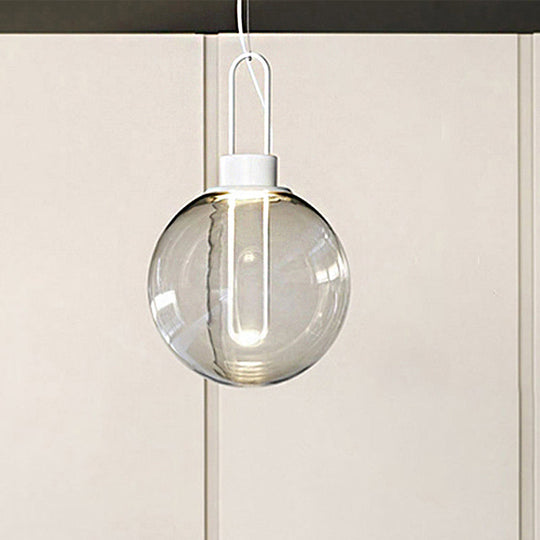 Contemporary Clear Glass Sphere Pendant Lighting - 1 Light White/Black Hanging Lamp Fixture For