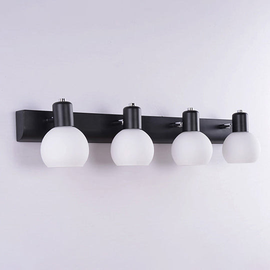 Sleek Dome Vanity Light Fixture: Opal Glass Wall Mounted Lighting 4 / Black