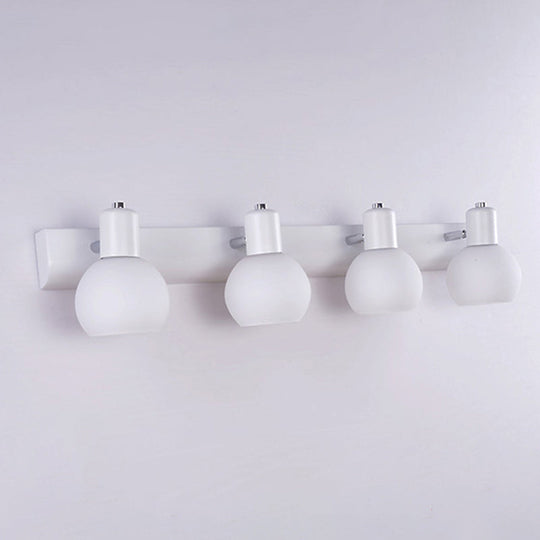 Sleek Dome Vanity Light Fixture: Opal Glass Wall Mounted Lighting 4 / White