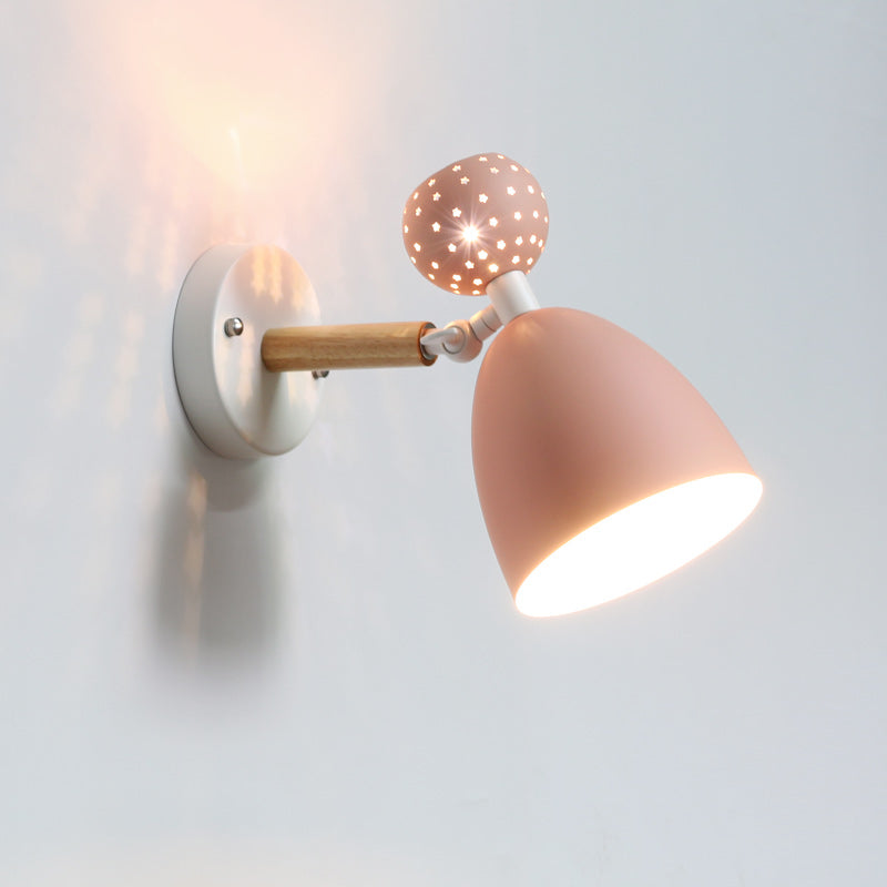 Macaron Bell Wall Mount Light Metal 2-Light Bedside Sconce With Star Cutouts - Creative Design