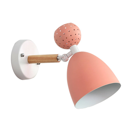 Macaron Bell Wall Mount Light Metal 2-Light Bedside Sconce With Star Cutouts - Creative Design