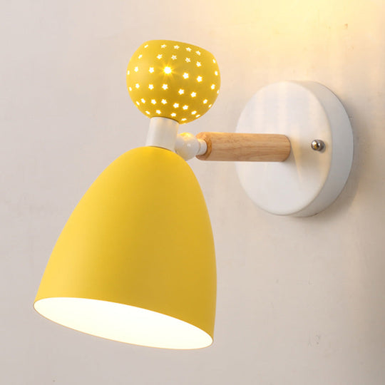 Macaron Bell Wall Mount Light Metal 2-Light Bedside Sconce With Star Cutouts - Creative Design