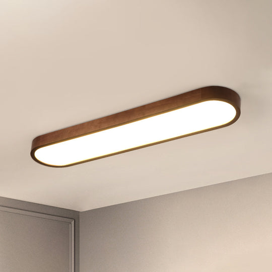 Simplicity Wooden Brown Led Ceiling Light For Aisle - Surface Mount / 35.5’ Single - Sided