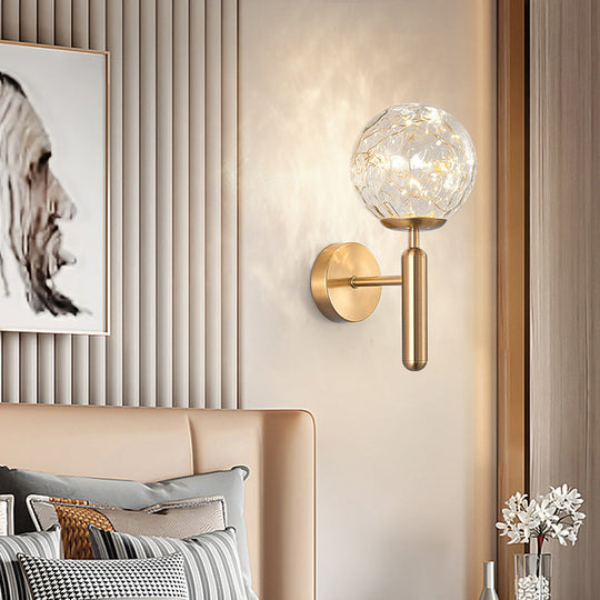 Postmodern Ball Led Starry Wall Sconce With Glass Shade - Bedroom Lighting