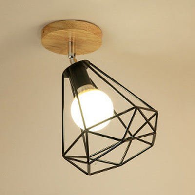 Industrial Black Metal Semi Flush Light With Adjustable Squared/Globe Design - Ideal For Corridors