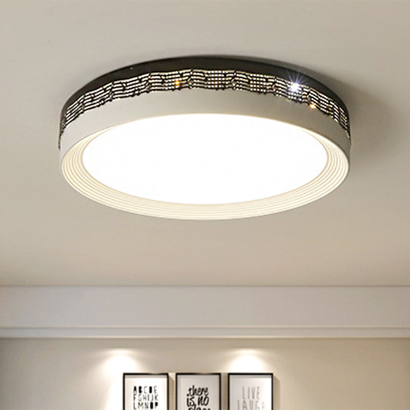 Contemporary Led Ceiling Lamp In Black Round 18’/22’/30’ Dia Flush Mount With Warm/White