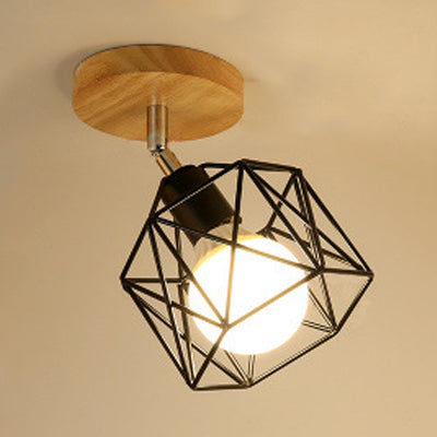 Industrial Black Metal Semi Flush Light With Adjustable Squared/Globe Design - Ideal For Corridors /