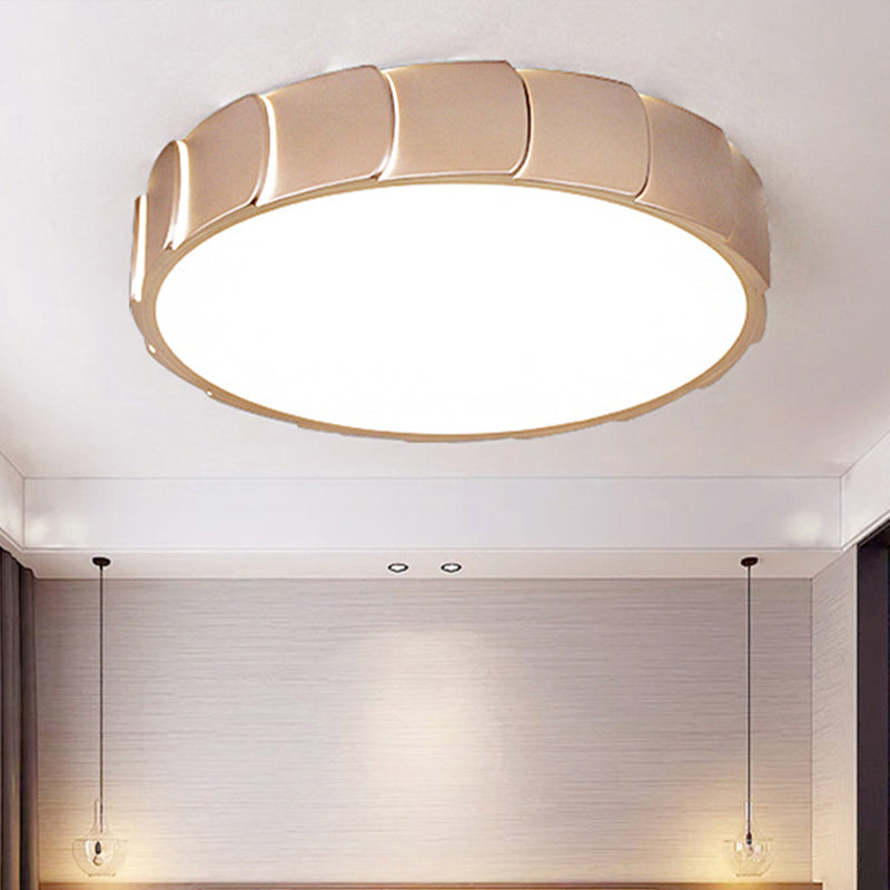 Rose Gold Led Flush Mount Ceiling Light With Acrylic Shade In Warm/White