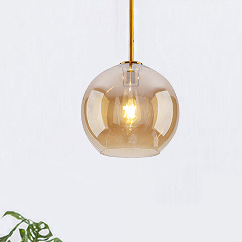 Modern Global Pendant Light With Clear/Amber Glass And Gold Finish Available In 3 Sizes