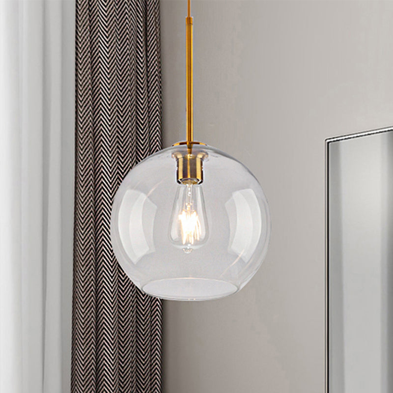 Modern Global Pendant Light With Clear/Amber Glass And Gold Finish Available In 3 Sizes