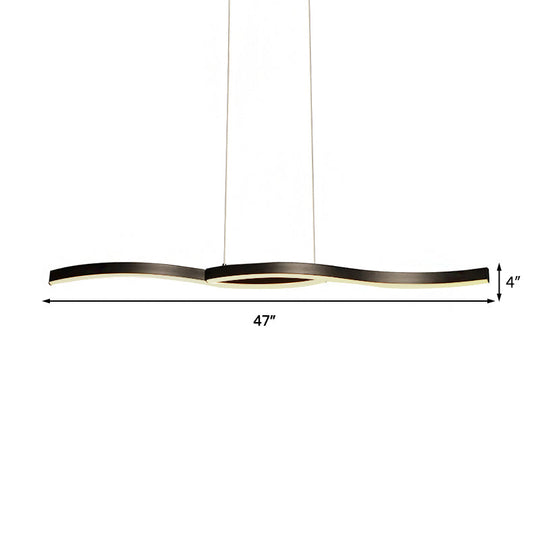 Wavy Acrylic Chandelier Light: Modern Black Led Ceiling Pendant Warm/White Light 39’/41’ W