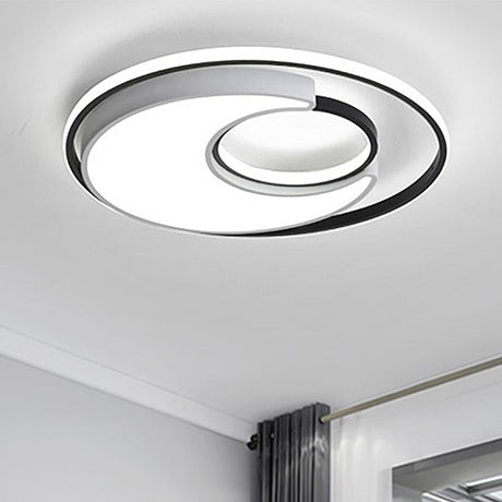 Modernist Black/White Metal Led Flush Mount Lighting - 19/22 Wide Fixture With Frosted Diffuser In