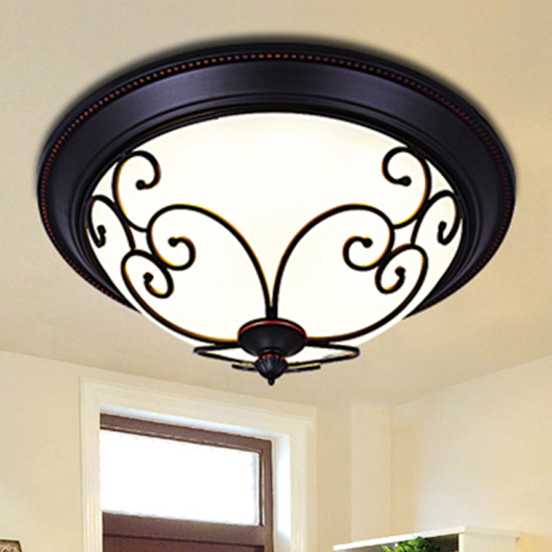 Bowl Bedroom Flush Mount Lamp - Classic Frosted Glass Led Ceiling Light White Warm/White