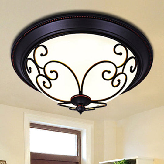 Bowl Bedroom Flush Mount Lamp - Classic Frosted Glass Led Ceiling Light White Warm/White