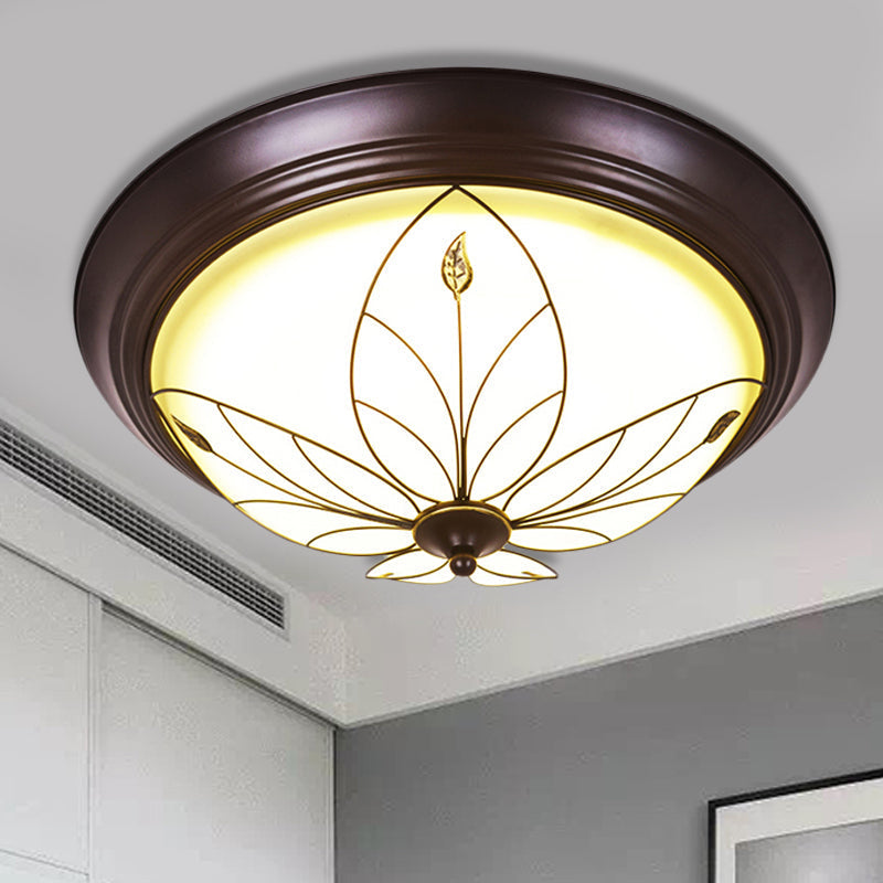 Led Frosted Glass Flush Mount Light Fixture - Traditional White Bowl Design For Corridor Ceiling