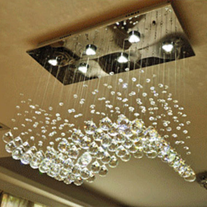 Modern Led Crystal Orb Gold Flush Mount Ceiling Light For Dining Room - 19.5/23.5 Wide / 23.5