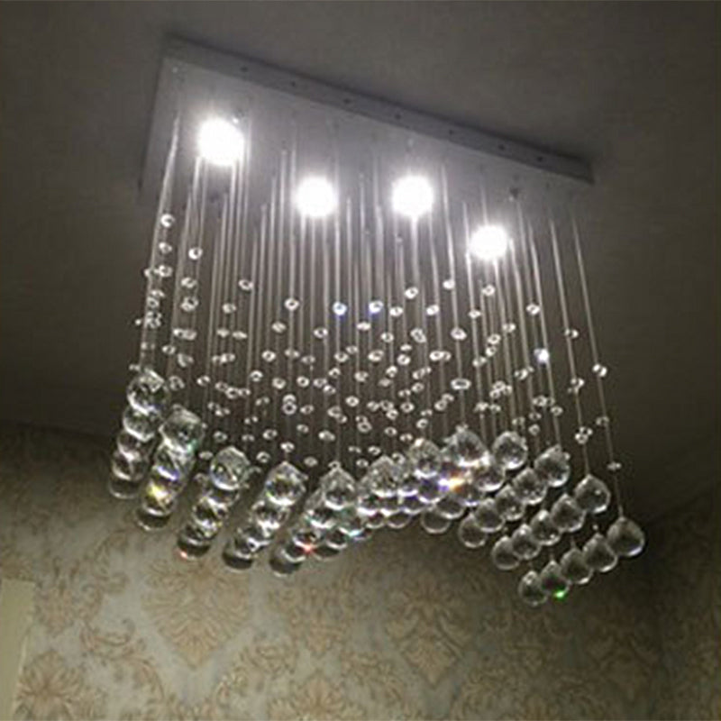 Modern Led Crystal Orb Gold Flush Mount Ceiling Light For Dining Room - 19.5/23.5 Wide / 19.5