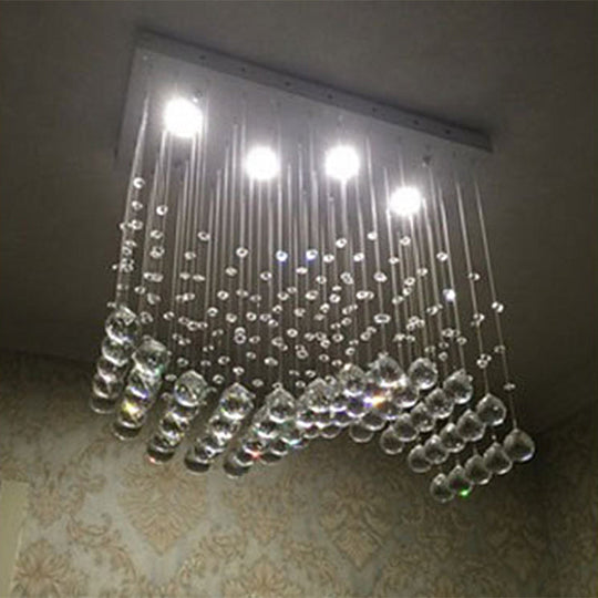 Modern Led Crystal Orb Gold Flush Mount Ceiling Light For Dining Room - 19.5/23.5 Wide / 19.5