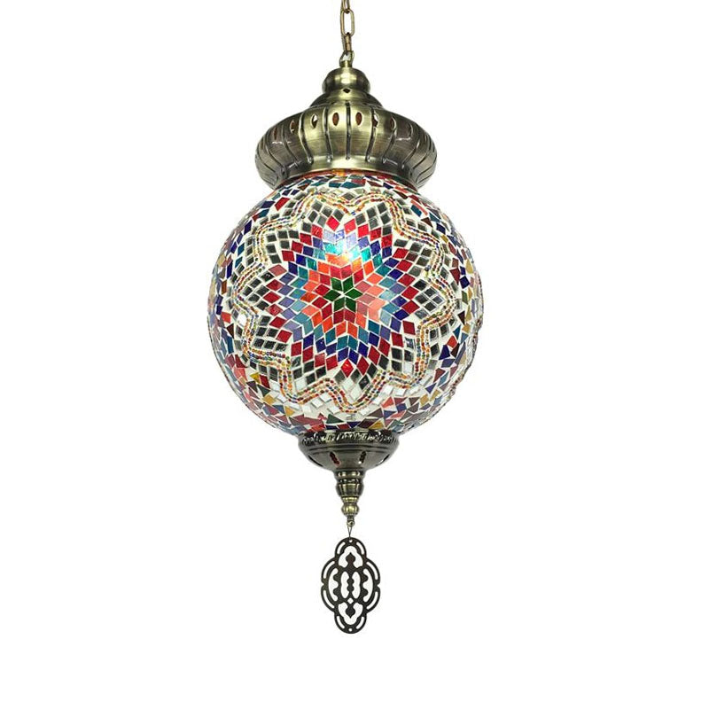 Retro Colorful Glass Sphere Suspension Light With 1/4 Hanging Lamp Heads - Ideal For Restaurants