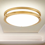 Led Ceiling Mount Drum Flush Light Fixture For Corridor - Black/Brass Finish With Warm/White Options