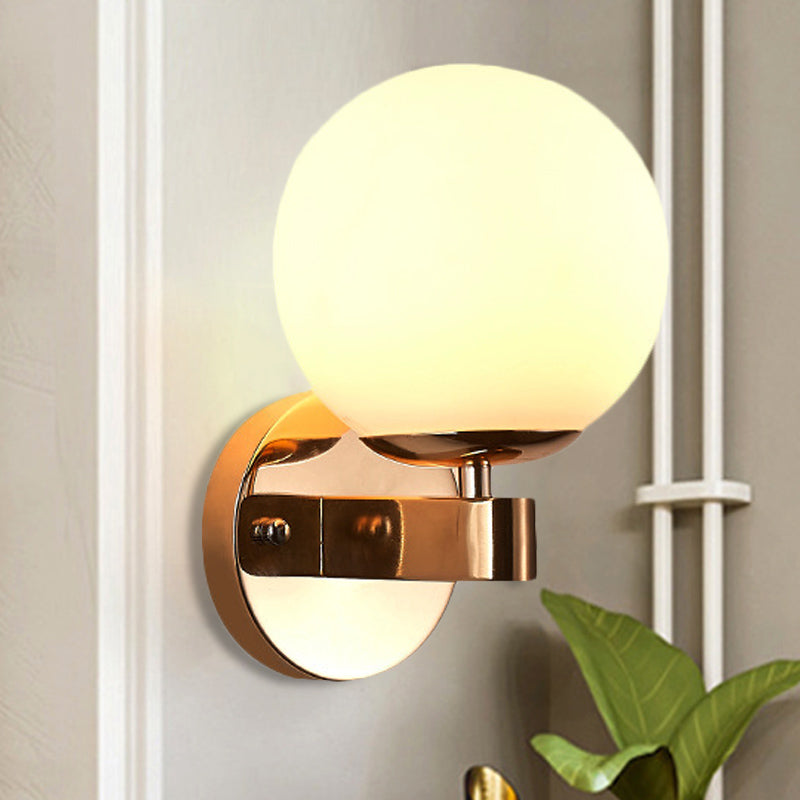 Vintage Style Chrome/Gold Wall Sconce With Opaline Glass Sphere For Bedroom Décor Gold