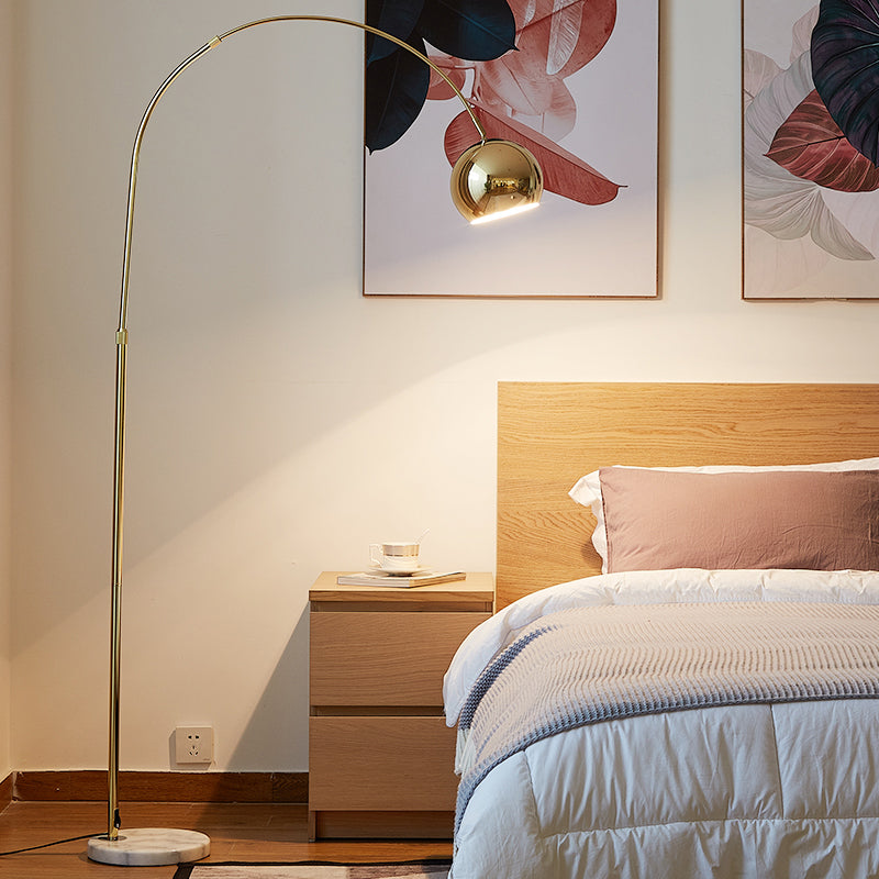 Macaron Metal Adjustable Fishing Rod Floor Lamp With Dome Shade Perfect For Bedroom Reading