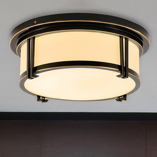 Classic Frosted Glass Led Flush Mount Lamp - Black/Brass Finish Warm/White Light Perfect Living Room