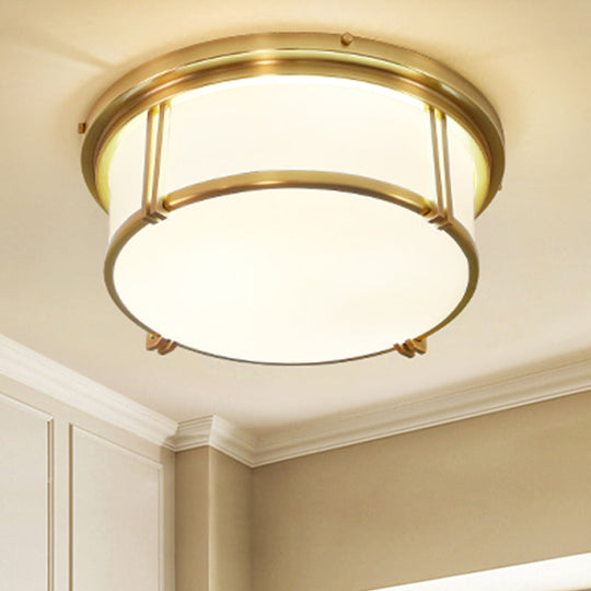 Classic Frosted Glass Led Flush Mount Lamp - Black/Brass Finish Warm/White Light Perfect Living Room