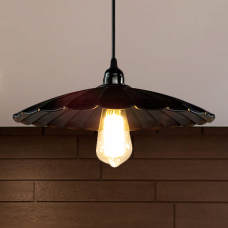 Scalloped Pendant Lamp - Antique Style 10/12 Dia 1 Head Metal Hanging Light Fixture For Kitchen