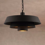 Industrial Modern Black Barn Metal Pendant Lighting With 2 Tiers - Restaurant Hanging Light