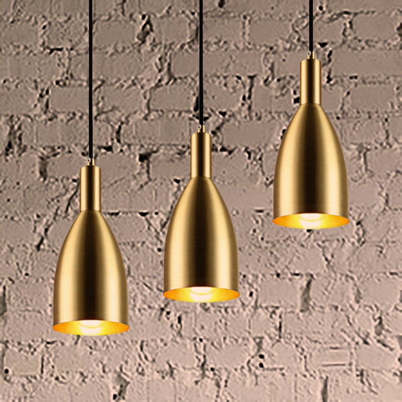 Bottle Pendant Light With Brass Finish - Retro And Stylish Metallic Lamp For Living Room