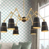 Retro 6-Light Spider Chandelier With Cone Shade In Black/Gold Black-Gold
