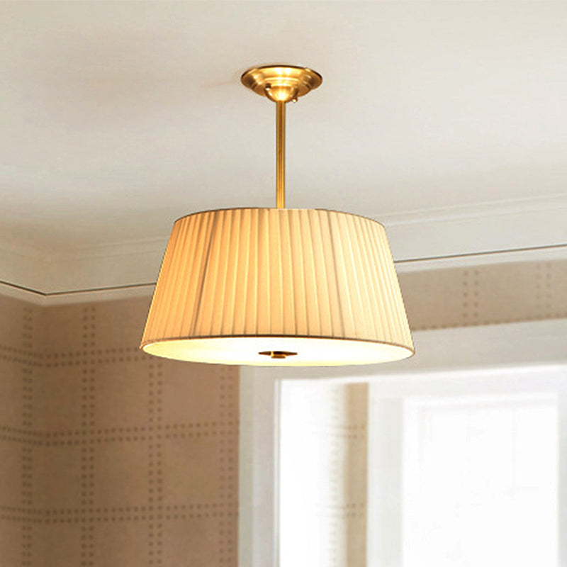 Classic White Semi Flush Mount Ceiling Fixture - 3/4 Lights With Drum Fabric Shade 16’/20’ Wide
