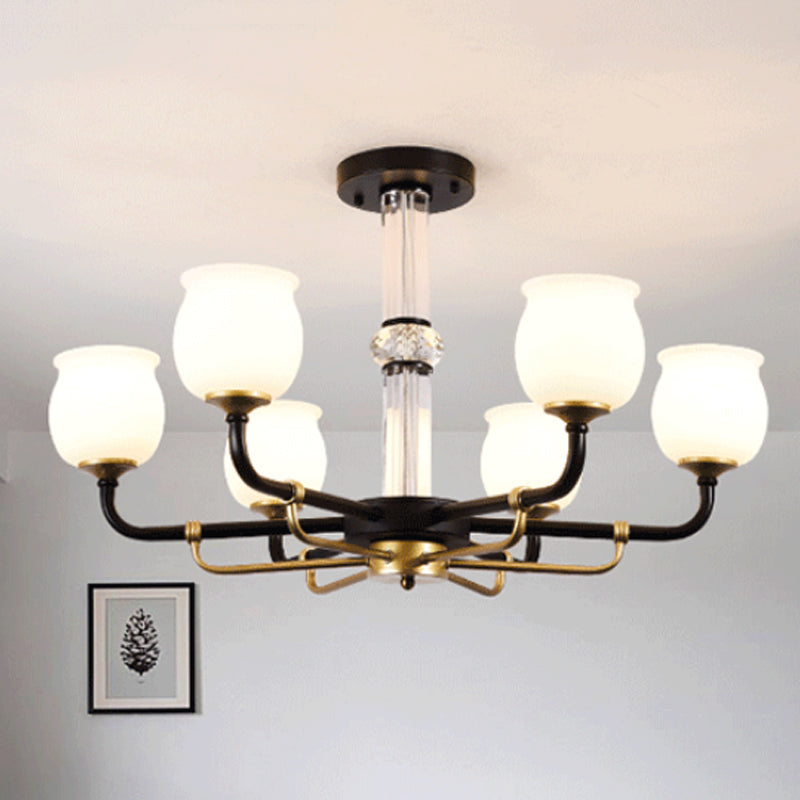 Black Glass Semi Flush Ceiling Light Fixture - Jar Shaped Traditional Design (3/6 Lights) For