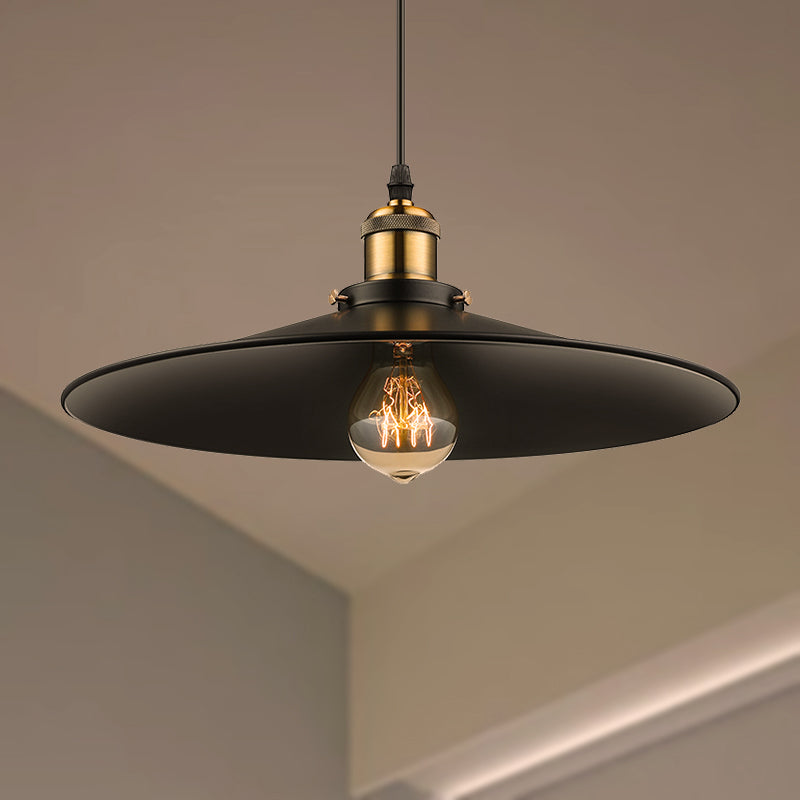 Industrial Style Metal Conic Ceiling Pendant With 1 Light In Brass/Weathered Brass