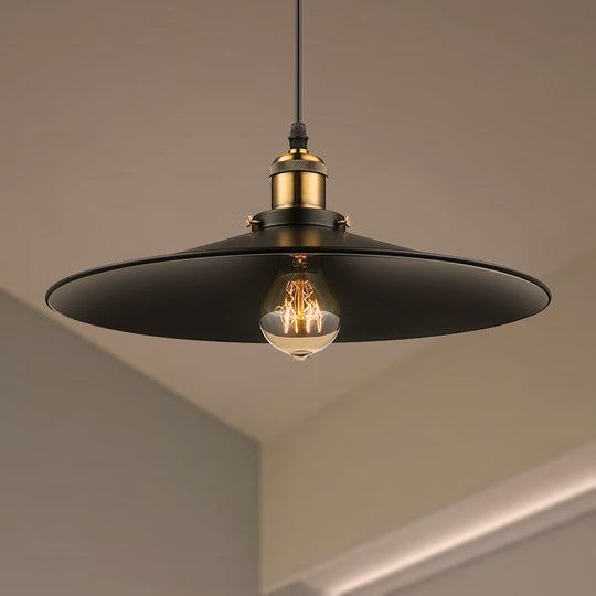 Industrial Style Metal Conic Ceiling Pendant With 1 Light In Brass/Weathered Brass