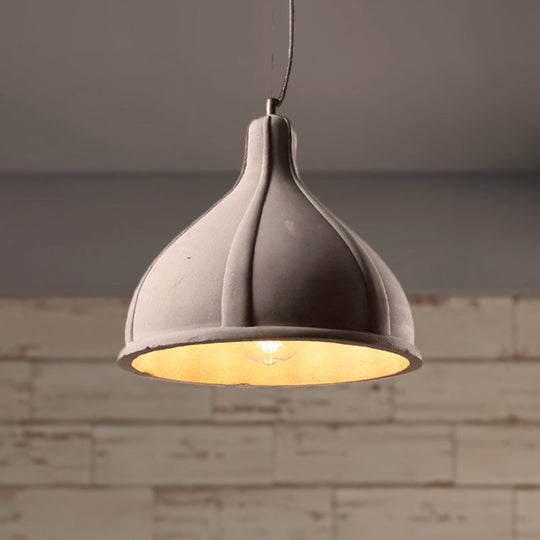 Industrial Domed Pendant Lighting In Grey - 1 Light Cement Ceiling Lamp