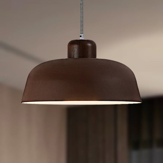 Vintage Style Metallic Pendant Lamp For Dining Table Ceiling With 12’/15’ W Bowl Shade 1 Light