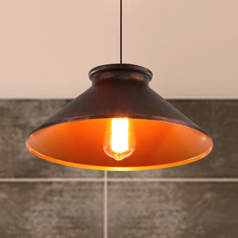 Vintage Style Pendant Light With Metal Shade | 1 Bulb Suspension Lighting For Dining Room In