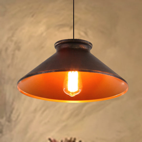Vintage Style Pendant Light With Metal Shade | 1 Bulb Suspension Lighting For Dining Room In