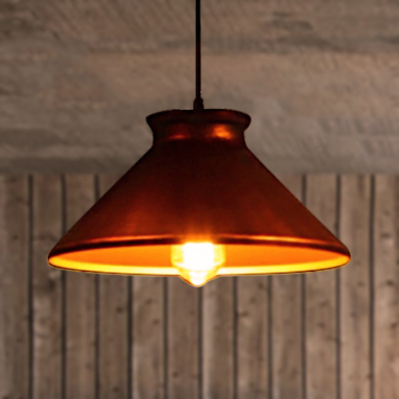 Vintage Style Pendant Light With Metal Shade | 1 Bulb Suspension Lighting For Dining Room In