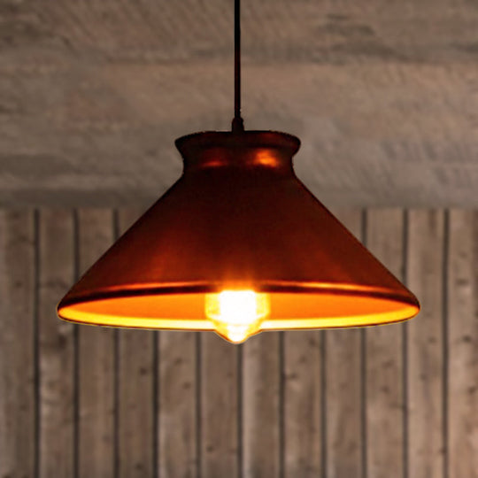Vintage Style Pendant Light With Metal Shade | 1 Bulb Suspension Lighting For Dining Room In