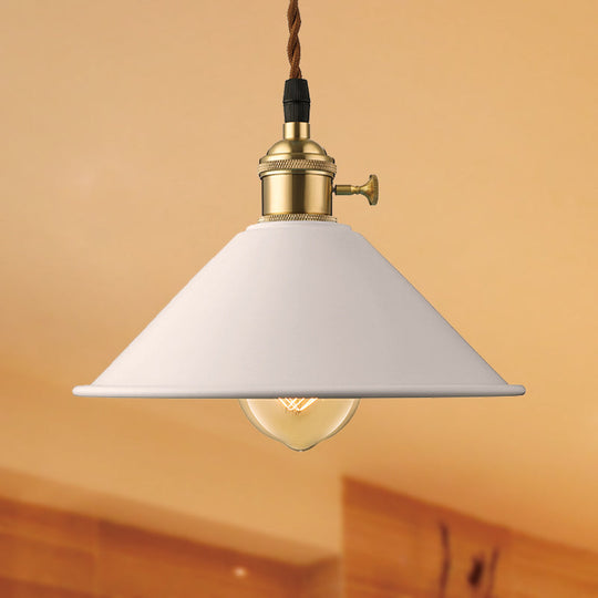 Industrial Style Metal Conic Shade Dining Room Ceiling Light Fixture - 1 Gray/White/Pink Pendant