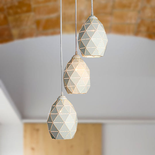 Modern White Geometric Metal Pendant Light - 3-Light Indoor Hanging Ceiling Fixture With