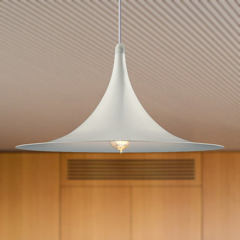 Contemporary Metallic Ceiling Light With Flared Shade - Bedroom Pendant Lighting In White/Black