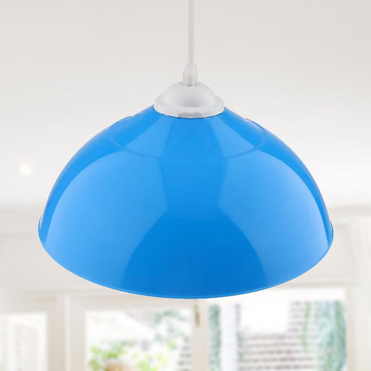 Modern Metallic Bowl Pendant Light - Polished Black/Grey Finish Blue