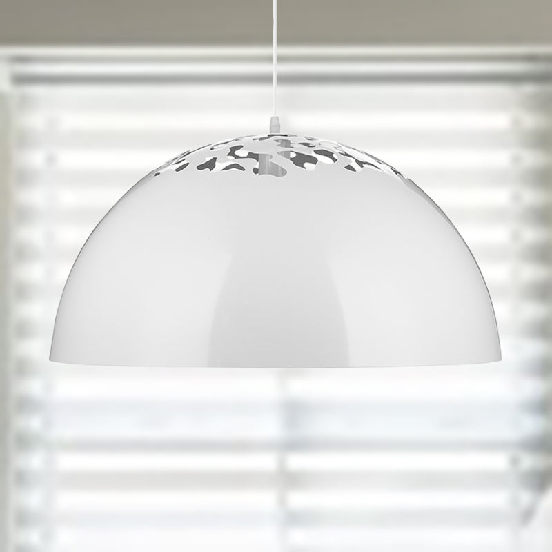 Industrial Domed Pendant Lighting 1-Light Metal Suspension Light 12’/16’ Dia Hollow Out Design